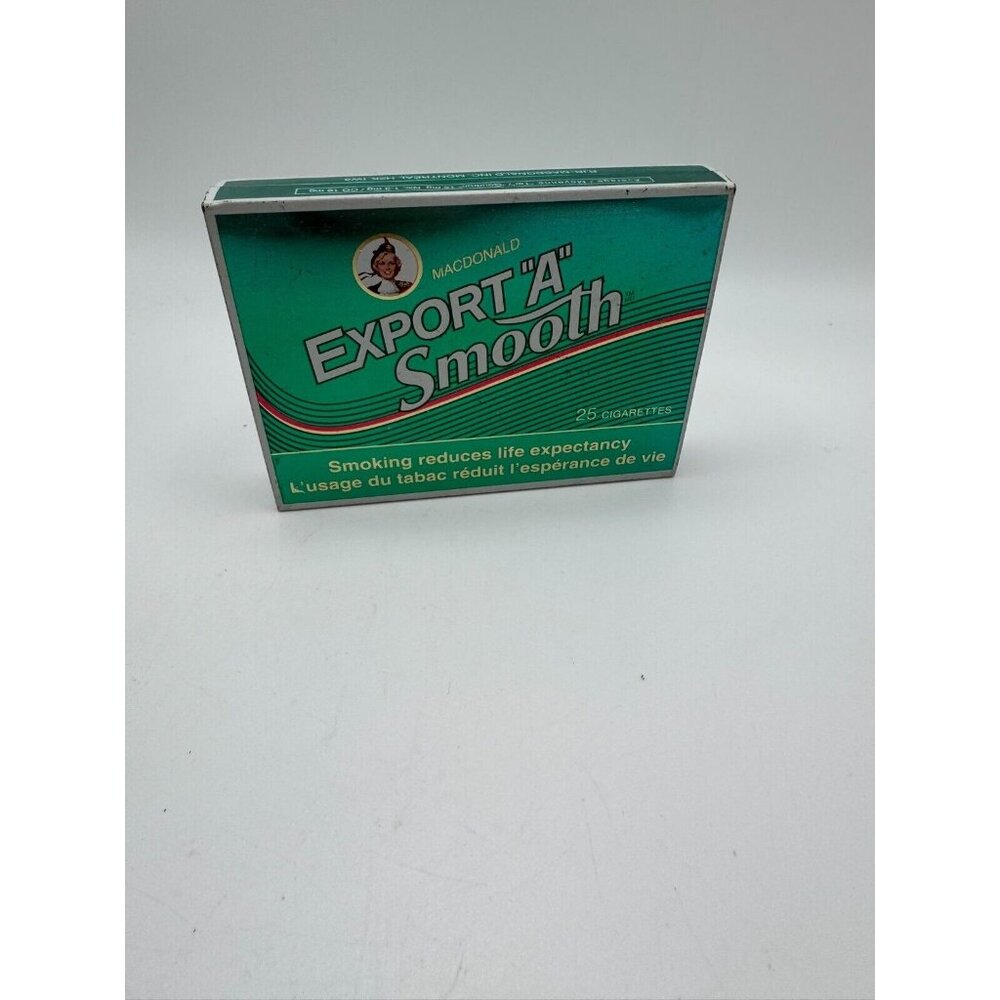 MacDonald Export A Smooth Tobacco Metal Cigarette Tin slide in Green Color Empty